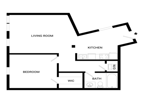 Figure Floor Plan | 690 Sq. Ft. at Mayton Transfer Lofts, Petersburg, 23803